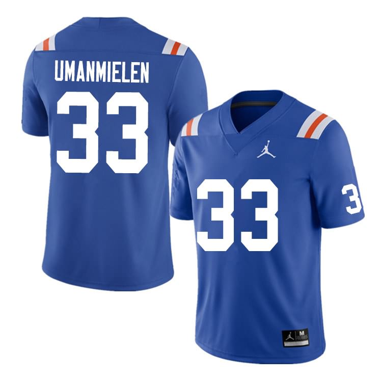 NCAA Florida Gators Princely Umanmielen Men's #33 Nike Blue Throwback Stitched Authentic College Football Jersey BJF7164YP